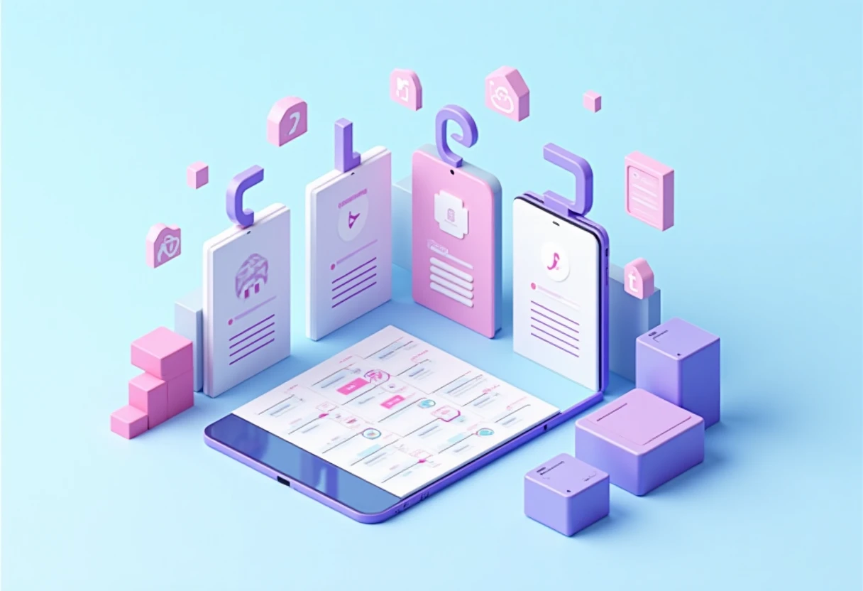 Közösségi média app ikonok absztrakt ábrázolása