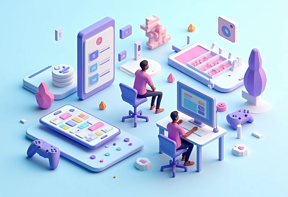 Diverse gaming elements illustration