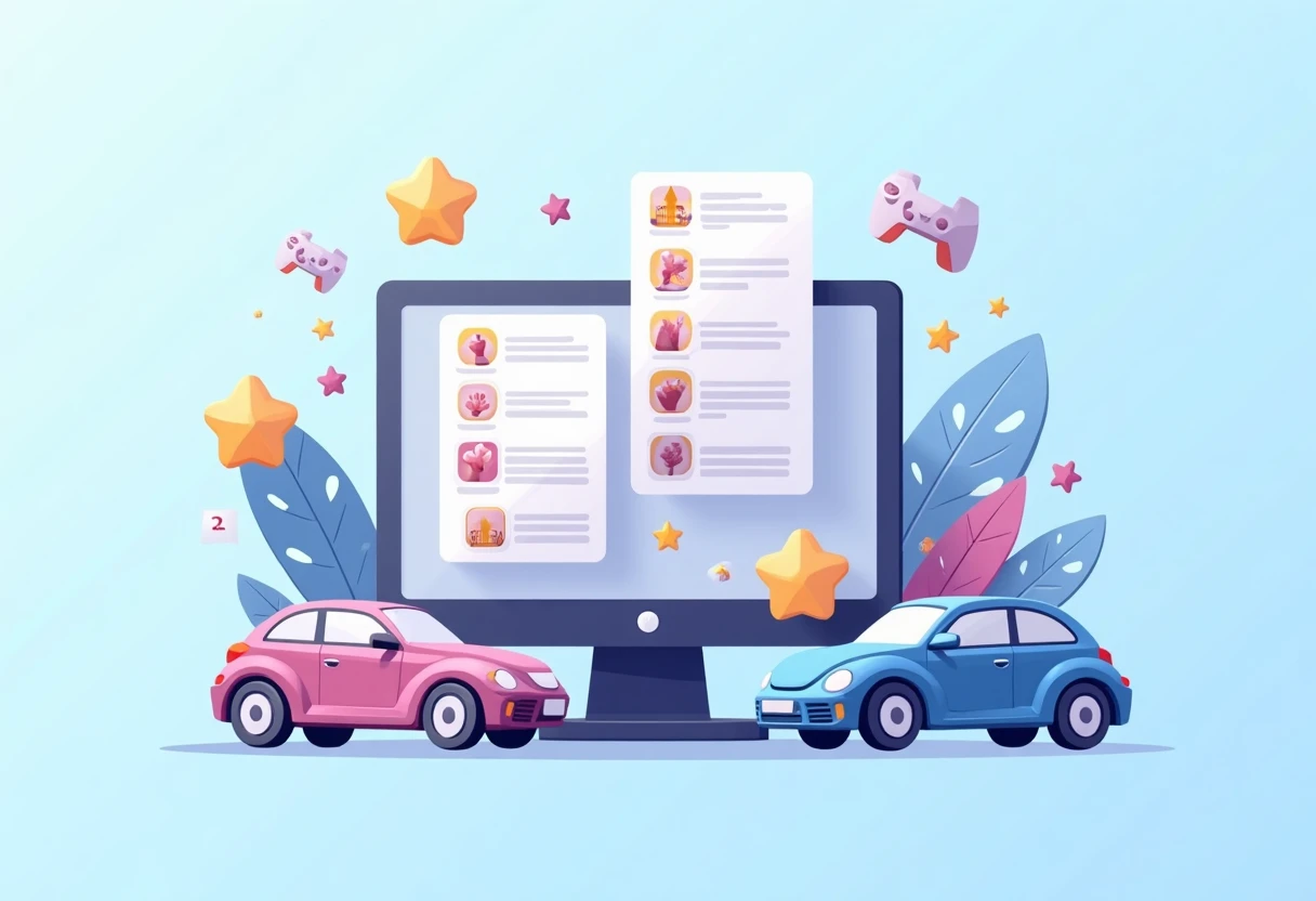 Illustrations de jeux de voiture et de sport