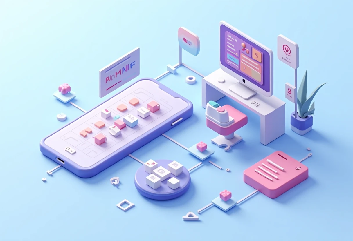 Illustration of interconnected social app icons
