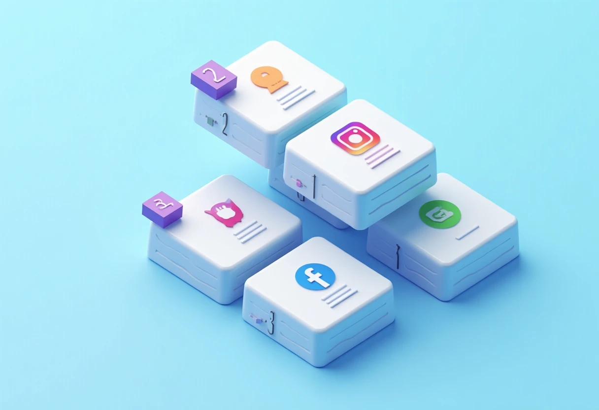 Social Media Symbole geometrisch angeordnet